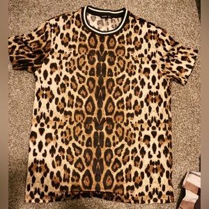 Animal print mesh shirt
